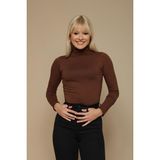 Select Moda Kadın Balıkçı Yaka Örme Bluz - XL - Kahverengi