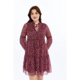 Select Moda Kadın Fırfırlı Desenli Şifon Elbise