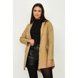 Select Moda Kadın Kapüşonlu Uzun Parka Düz Desenli %100 Polyester Malzeme ile Şık Tasarım - Kahverengi