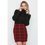 Select Moda Kadın Kareli Örme Mini Etek
