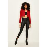 Select Moda Kadın Kırmızı Tek Düğme Kapamalı Crop Blazer Ceket