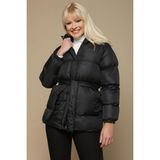 Select Moda Kadın Kuşaklı Şişme Mont - XL - Siyah