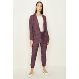 Select Moda Kadın Mor Kareli Blazer Ceket - 36