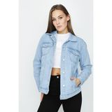 Select Moda Kadın Oversize Denim Ceket - Açık Mavi - 40