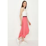 Select Moda Kadın Pembe Kemerli Asimetrik Kesim Midi Etek - 40
