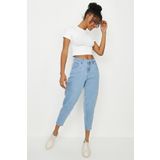 Select Moda Kadın Pens Detaylı Balon Model Jeans (Mavi)