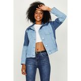Select Moda Kadın Renk Bloklu Denim Ceket %100 Cotton Mavi Renk ile Şık Tasarım - 42