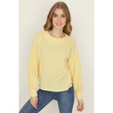 Select Moda Kadın Sarı Bisiklet Yaka Balon Kol Bluz - 38