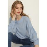 Select Moda Kadın Sarı Bisiklet Yaka Balon Kol Bluz - Mavi - 44