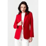 Select Moda Kadın Siyah Düğme Detaylı Blazer Ceket - 50 - Kırmızı