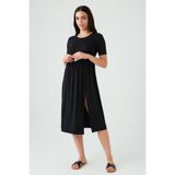 Select Moda Kadın Siyah Kısa Kollu Midi Elbise