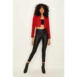 Select Moda Kadın Tek Düğme Kapamalı Crop Blazer Ceket - Kırmızı - 40