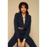 Select Moda Kadın Tek Düğme Kapamalı Crop Blazer Ceket - Lacivert - 44