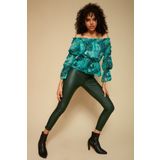 Select Moda Kadın Yeşil Deri Görünümlü Skinny Pantolon