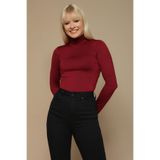 SelectModa Kadın Balıkçı Yaka Örme Bluz Bordo L