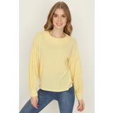 SelectModa Kadın Bisiklet Yaka Balon Kol Bluz Sarı 44