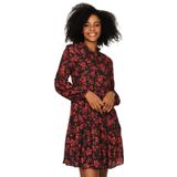SelectModa Kadın Çiçek Desenli Şifon Elbise Kırmızı 42