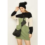 SelectModa Kadın Renk Bloklu Şardonlu Sweat Elbise Siyah M