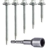 Selectron 100 Adet 5,5X25 mm Çatı Vidası Matkap Uçlu Akıllı Vida Trapez Sac Vidası Özellikli