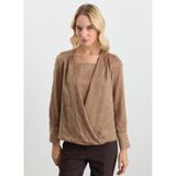 Selen Camel Kadın Çiçek Standart Bluz 25KSL8280