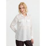 Selen Çizgili Bluz 26YSL8340, 44, 5003365061, Beyaz, Kadın
