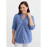 Selen Çizgili Fit Bluz 26YSL8384, 46, 5003380997, Mavi, Kadın