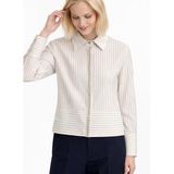 Selen Çizgili Standart Fit Bluz 26YSL8394, 44, 5003372117, Bej, Kadın