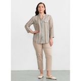 Selen Çok Renkli Çizgili Normal Fit Bluz, 48, 5003387114, Yeşil, Kadın