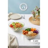 Selen Concept Çuha Model El Yapımı Cam Salata ve Sunum Kasesi 2'li Set