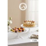 Selen Concept Damla Model Ayaklı Cam Yuvarlak Kek ve Pasta Sunumluk 2'li Set - 23