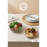 Selen Concept El Yapımı Büyük Boy Cam Salata Kasesi 2'li Set Şeffaf