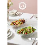 Selen Concept İnci Model El Yapımı Cam Gondol Salata Kasesi Meyvelik Ve Sunumluk 2'Li Set