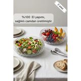 Selen Concept Kafes Model El Yapımı Orta Boy Cam Salata Kasesi 2'Li