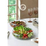 Selen Concept Simge Model Büyük Boy El Yapımı Cam Salata Kasesi 2'Li Set