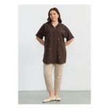 Selen Kahverengi Pullu Normal Fit Bluz 26YSL8366, 44, 5003380975, Kahve, Kadın