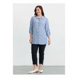 Selen Mavi Kadın Çizgili Normal Fit Bluz 26YSL8385
