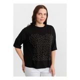 Selen Nakışlı Normal Fit Bluz, 46, 5003387918, Siyah, Kadın
