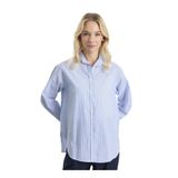 Selen Polo Yaka Çizgili Bluz, 38, 5003316103, Mavi, Kadın
