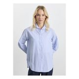 Selen Polo Yaka Çizgili Mavi Kadın Bluz 25KSL8207