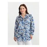 Selen Polo Yaka Emprime İndigo Bluz, 46, 5003372140, İndigo, Kadın