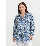 Selen Polo Yaka Emprime İndigo Bluz, 50, 5003372140, İndigo, Kadın