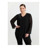 Selen Siyah Kadın Taşlı Bluz 26YSL8374
