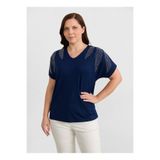 Selen Taşlı Normal Fit Bluz, 46, 5003387924, Lacivert, Kadın