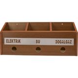 Selena Ahşap Fatura ve Posta Kutusu 34x15x11 cm Ceviz Bambu Akça Modern Tasarım Üç Renk