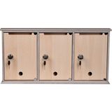 Selena Kilitli Ahşap Posta Kutusu 3'lü Akça Renk 60 cm x 31 cm x 8 cm MDF Malzemeden Üretilmiştir