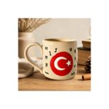 selenge seramik Türk Bayrağı Detaylı Kurt Motifli 24 Oğuz Boyu Tamgalı El Yapımı Stoneware Kupa