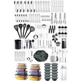 Selenica 154 Adet Modern Mutfak Çeyiz Seti| 72 Parça Çatal Kaşık Takımı| Kepçe Set| Saklama Kabı| Baharatlık