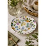 Selenica 19 cm Renkli Çiçek Desenli Porselen Pasta Tabağı - Estetik Sunum ve Tatlı Servis Tabağı
