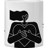 Self Love Kupa – Sevgililer Günü, Desenli Hediyelik Porselen Bardak, Kahve ve Çay Kupası, Siyah Baskılı Kupa,selfcare - Siyah - Beyaz - 300 ml