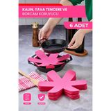 Self Power Kalın Tava Tencere ve Borcam Koruyucu Çizdirmez Keçe 6'lı Set - Fuşya